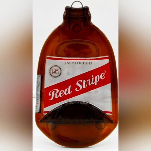 Red Stripe Beer Glass Bottle Spoon Rest Wall Art - Collectible Kitchen Decor - Picture 1 of 5